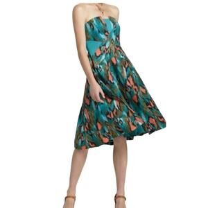 Anthropologie Girls from Savoy Painted Ikat Dress Cotton A-Line Smocked Teal 6